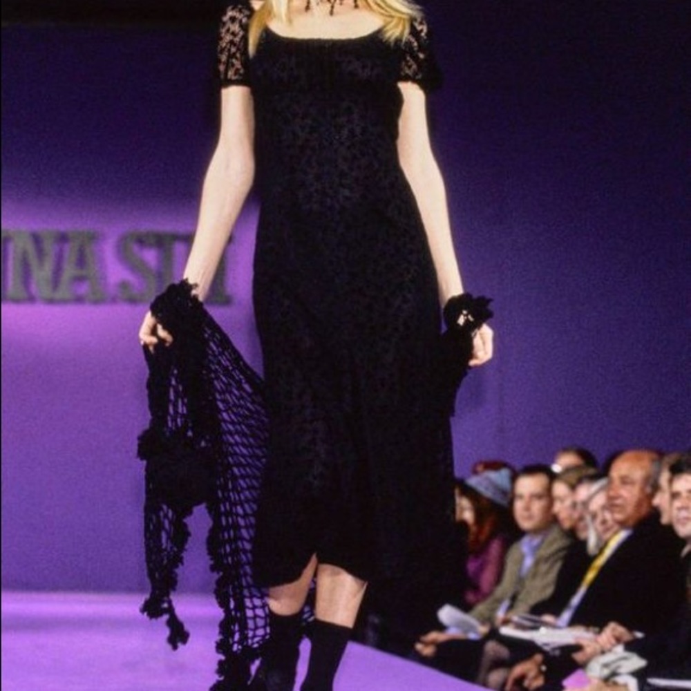 Runway anna sui flocked tulle dress